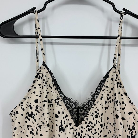 A New Day Slip Dress Leopard Print Cami Lace Trim Midi Slit NWT - Picture 5 of 11